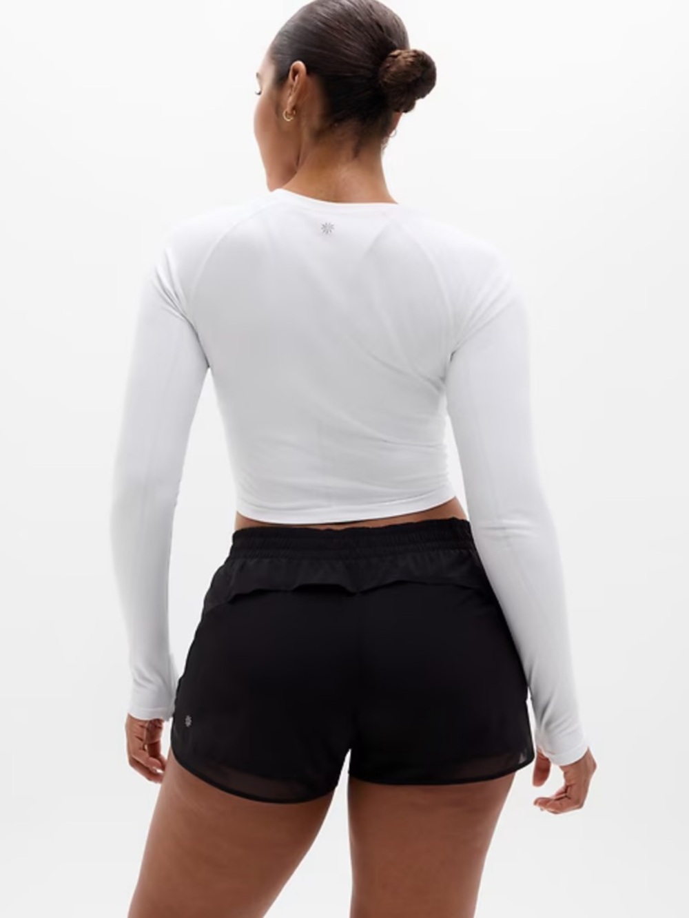 Athleta Mesh Racer Run Mid Rise 4" Short | Black | S
